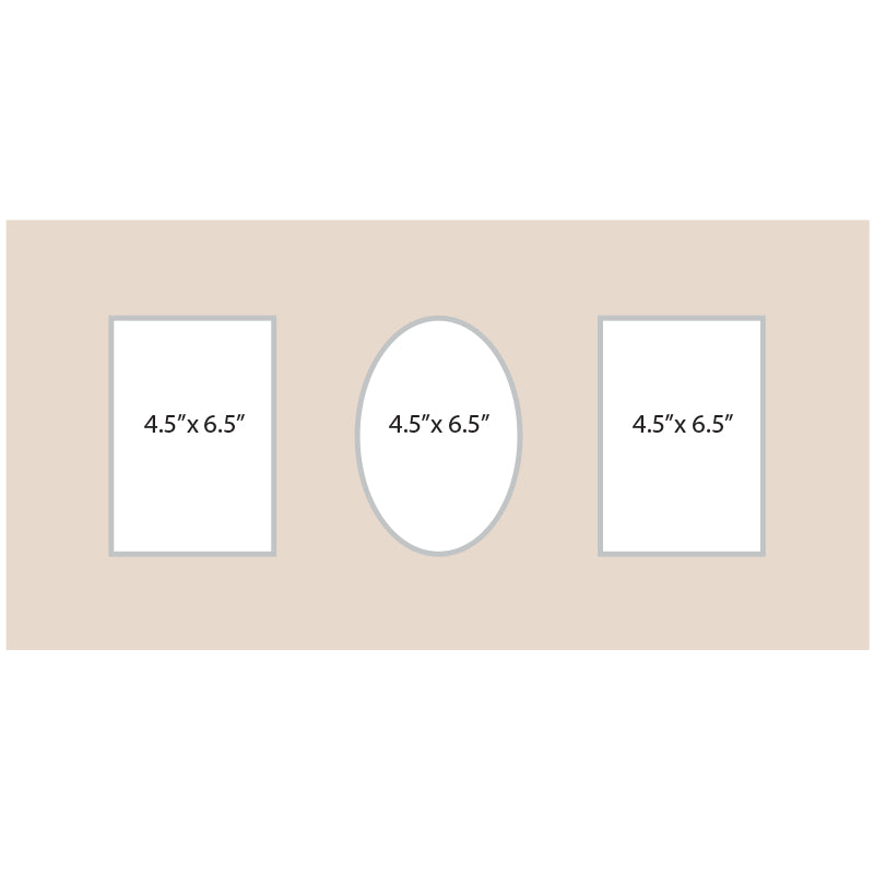 Three 5 x 7 Openings in a 12 x 24 Mat Rectangle/Oval/Rectangle