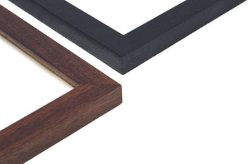 Our Cranbrook frames are simple, gallery styled frames with a green pedigree. Manufactured by Larson-Juhl from sustainably grown American black walnut, these are our go-to frames for both fine art presentation and for elegant poster and photography framing. Our Cranbrook frames are made by hand in our shop. Available in dark walnut or ebonized walnut. 1